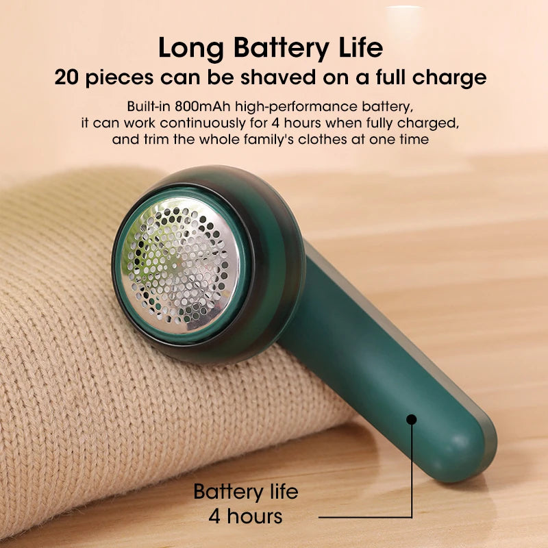 Rasoir Anti-Bouloches Électrique Écran LED — Lame Inox 6 Couteaux, 4h Autonomie & Charge USB
