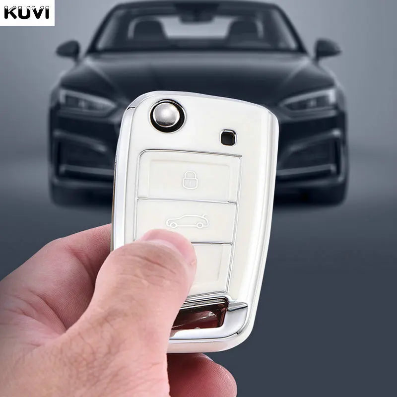 Juste de clé de voiture en TPU, porte-clés pour VW Volkswagen Golf 7, MK7, Tiguan MK2, RosemAteca, Valentine FR 2, Ibiza, Skoda Octavia, 3, 4 boutons