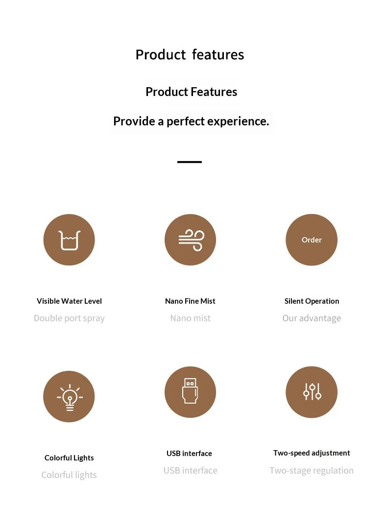 Mini Humidificateur Double Pulvérisation USB — Aromathérapie, Silencieux & Ultra-Compact
