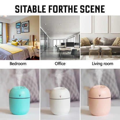 Mini Humidificateur Ultrasonique 220ml — Veilleuse LED, 2 Modes de Brume & Arrêt Auto 3,5h