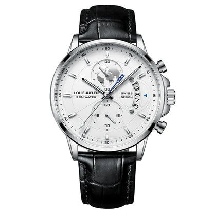 Montre Homme CHENXI B-576 — Chronographe Quartz, Bracelet Cuir, Aiguilles Lumineuses