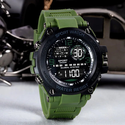 Montre électronique de sports de plein air pour hommes, réveil lumineux, montre à grand cadran
