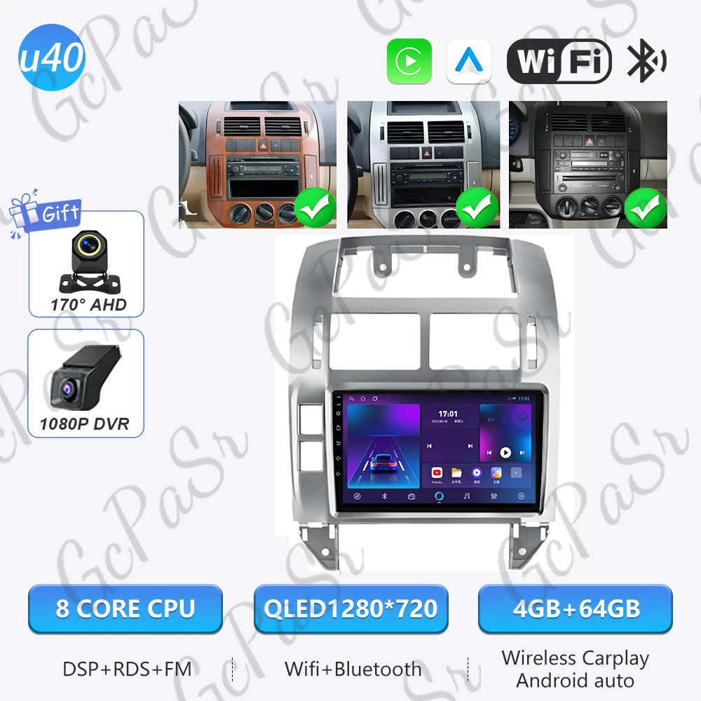 Autoradio Android 16 pour Volkswagen VW Polo MK4 6Q 9N 9N3 2004-2009 Lecteur multimédia Stéréo auto WiFi Navigation autoradio 4G