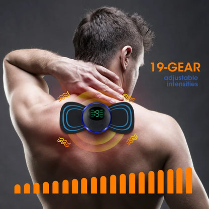 EMS Electric Neck Massager, Muscle Massage Stimulator, Low-Frequency Instrument, Patches for Back, Neck, and Calves, Mini Device for Joint Pain