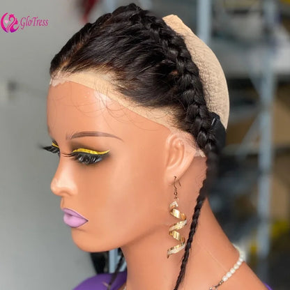 Frontal Dentelle 13x4 Cheveux Humains Remy Brésiliens GloTress — Bouclé, Nœuds Blanch is, Partie Centrale, 10-22 Pouces | TechNova X