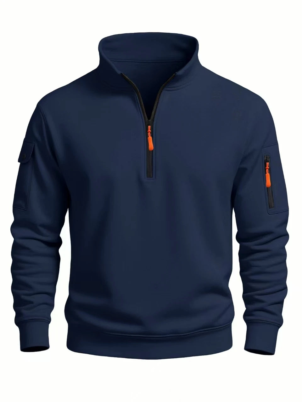 Sweat-Shirt Homme Demi-Zip Col Haut — Sport Décontracté, Coupe-Vent | Automne-Hiver
