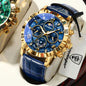 Montre Quartz Luxe Homme POEDAGAR 973 — Chronographe Lumineux, Verre Saphir, Bracelet Cuir, 3 ATM, 7 Coloris | TechNova X