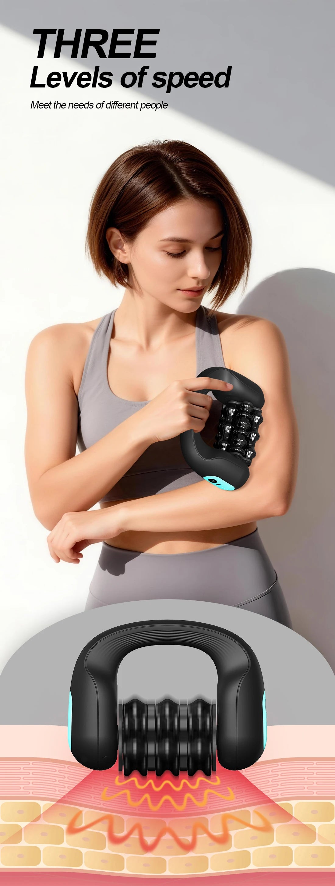 Electric Deep Tissue Massage Roller, Body Relaxation, Back Foot Leg Relief, Fascia Massage Roller