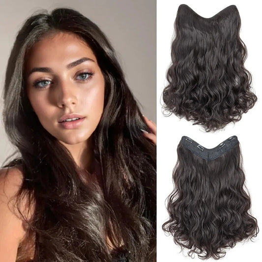 Extension Capillaire Synthétique Bouclée Forme V — 20 Pouces, 4 Clips, Fibre Haute Température, 7 Teintes | TechNova X
