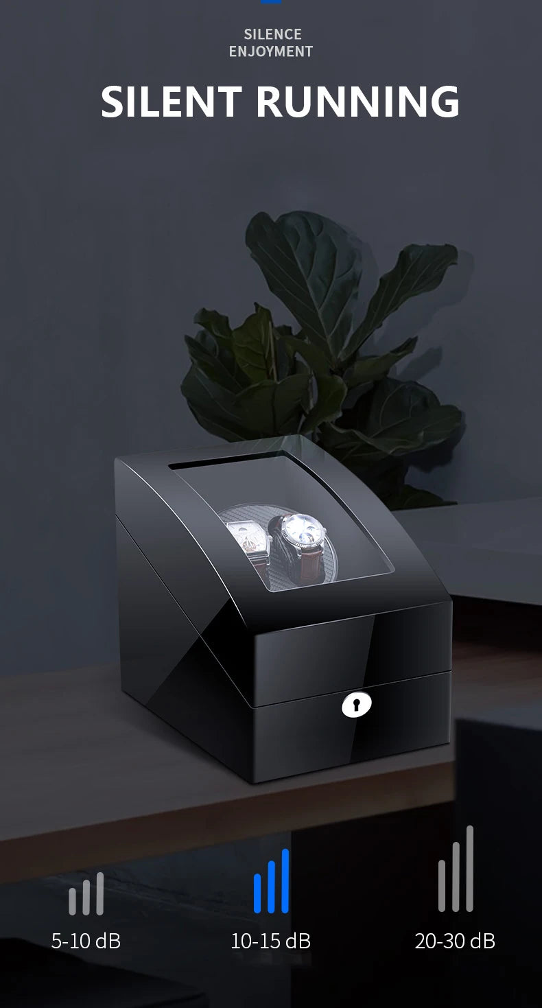 Remontoir de Montre IBBETON — Fibre de Carbone & Bois, Moteur Mabuchi Silencieux, LED