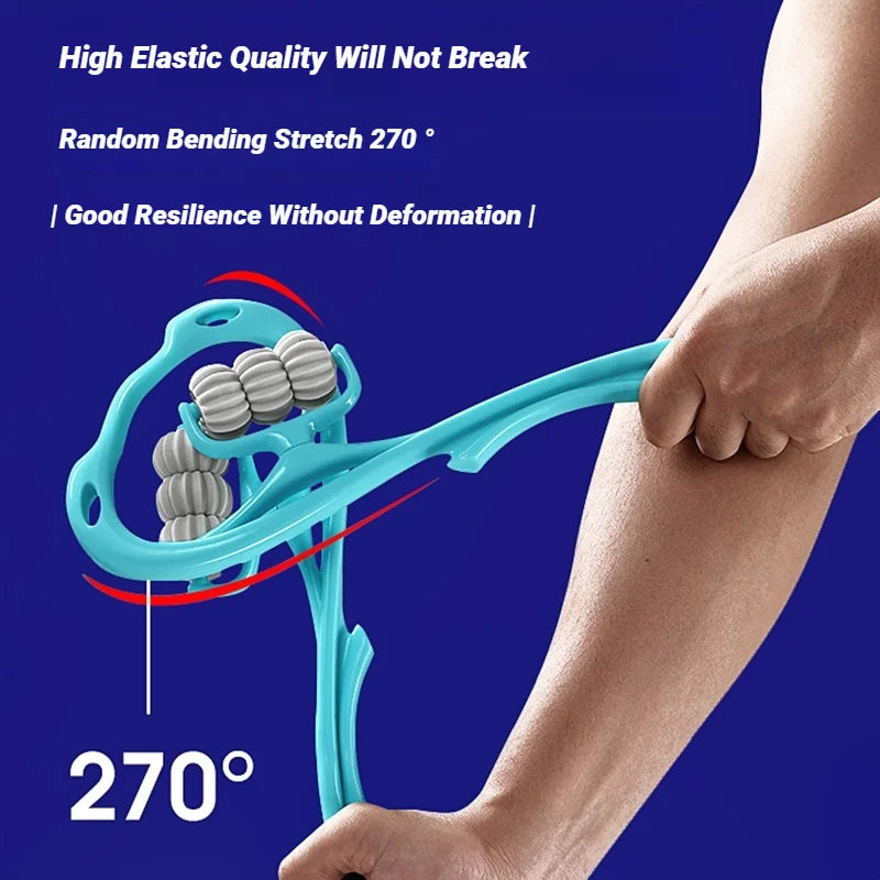 Manual massager for the spine, neck, shoulders, and back, handheld kneading massage device for at-home relaxation