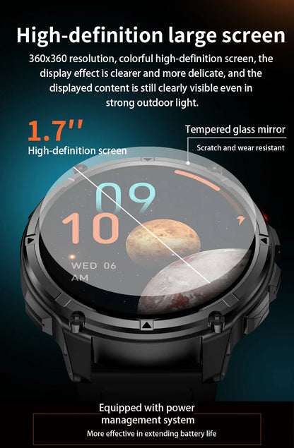 Smartwatch GUHUAVMI HT33 — AMOLED Saphir 1,7", Batterie 1100mAh, 100+ Sports, IP68