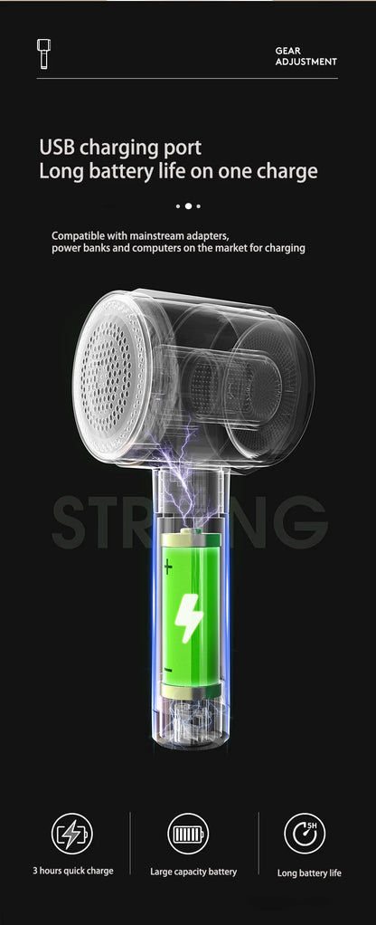Rasoir Anti-Peluches Électrique Rechargeable — Affichage LED, 40 min d'Autonomie & Charge Rapide