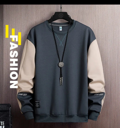 Sweat-shirt Homme Col Rond — Coupe Ample | Motif Patchwork | Style Décontracté | 4 Saisons | 3 Coloris | M–5XL