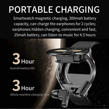 Montre Connectée 2-en-1 avec Écouteurs TWS Intégrés — Écran 1,39", IP67, BT 5.0, Suivi Santé Complet, 3 Coloris | TechNova X