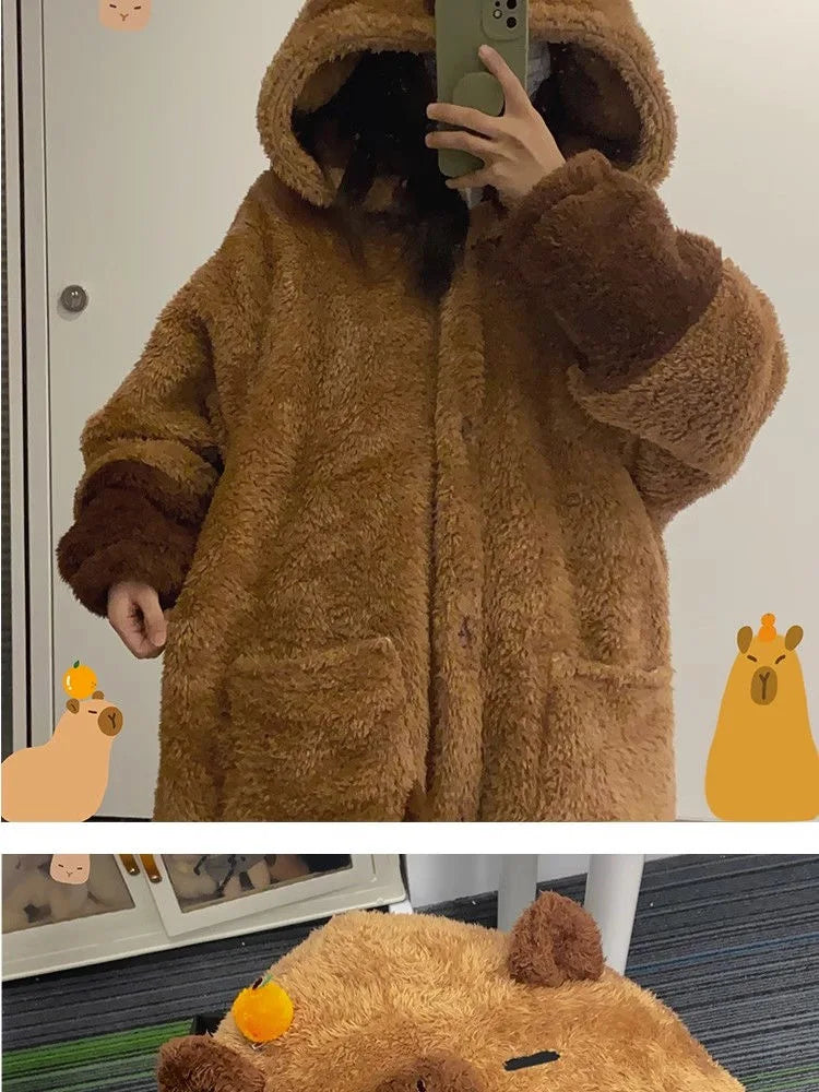 Adulte Capybara Robes Onesies Pyjamas Dessin Animé Pyjama Animal Kigurumi Pantoufle Halloween Cosplay Costumes Chaud Vêtements De Nuit Combinaison