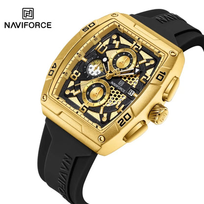 Montre Quartz Sport Homme NAVIFORCE NF8052 — Grand Cadran 44 mm, Chronographe, Aiguilles Lumineuses, Bracelet Silicone, 13 Coloris | TechNova X