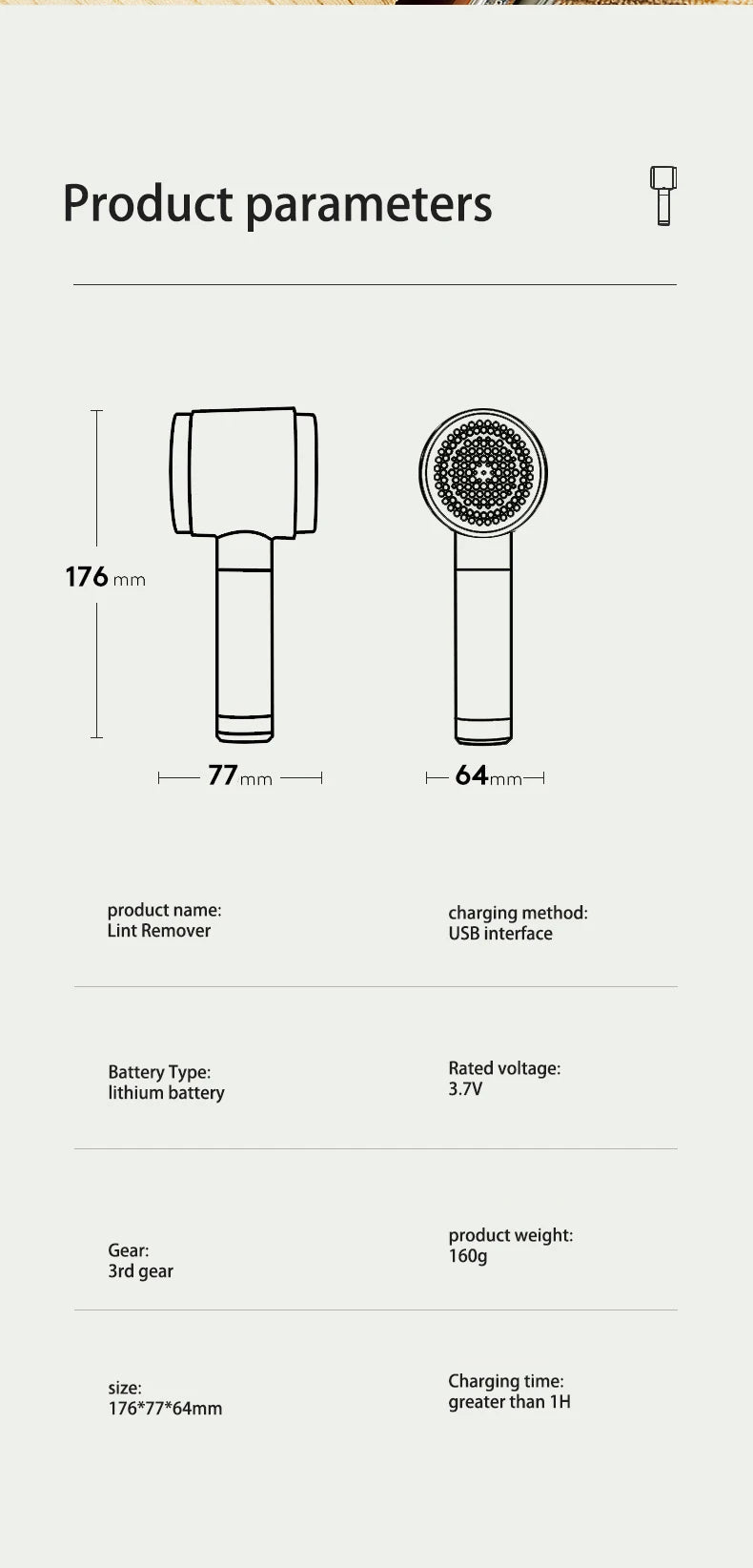 Rasoir Anti-Peluches Électrique Rechargeable — Affichage LED, 40 min d'Autonomie & Charge Rapide