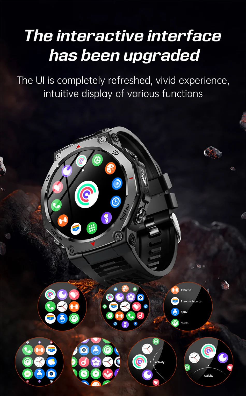 Montre Connectée Sport ZYKEXUAN T-Rex3 — AMOLED 1,43", Étanche 10 ATM, Boussole, Altimètre, 100+ Sports, 13 Coloris | TechNova X