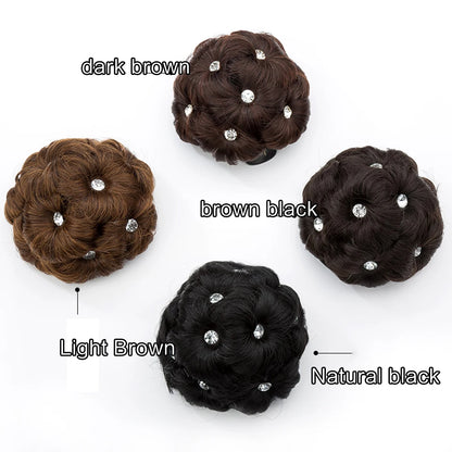 Chignon Bouclé Synthétique Clip-In AOSI Queen — Fibre Haute Température, Postiche Beignet Neuf Fleurs, 7 Couleurs | TechNova X