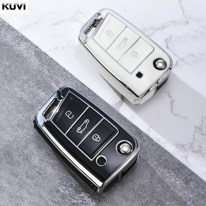 Juste de clé de voiture en TPU, porte-clés pour VW Volkswagen Golf 7, MK7, Tiguan MK2, RosemAteca, Valentine FR 2, Ibiza, Skoda Octavia, 3, 4 boutons