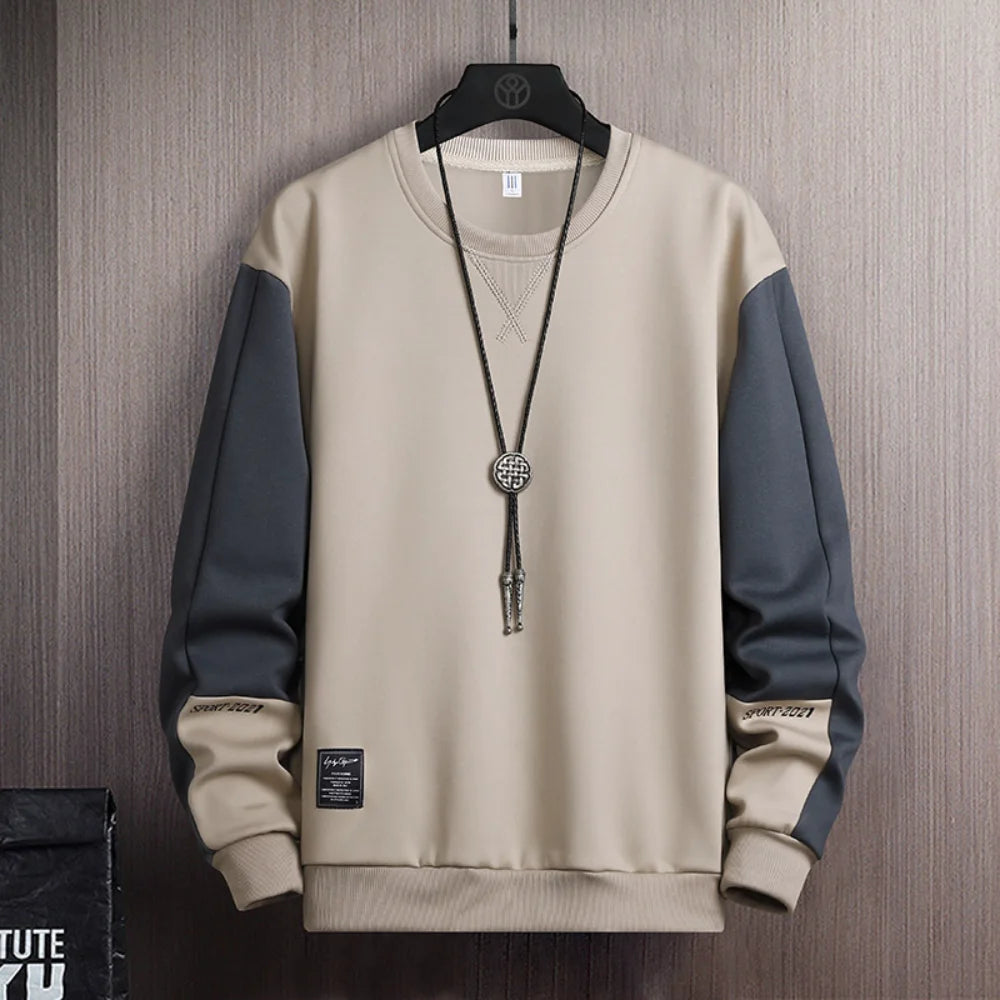 Sweat-shirt Homme Col Rond — Coupe Ample | Motif Patchwork | Style Décontracté | 4 Saisons | 3 Coloris | M–5XL