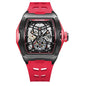 Montre Mécanique Homme Squelette — Boîtier Carré Acier, Automatique, Étanche 3 ATM, Bracelet Silicone | TechNova X