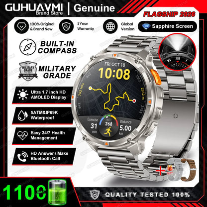 Smartwatch GPS GUHUAVMI T-Rex3 Pro 2026 — AMOLED 1,7", 1100mAh, 10 ATM, 100+ Sports, 15 Variantes