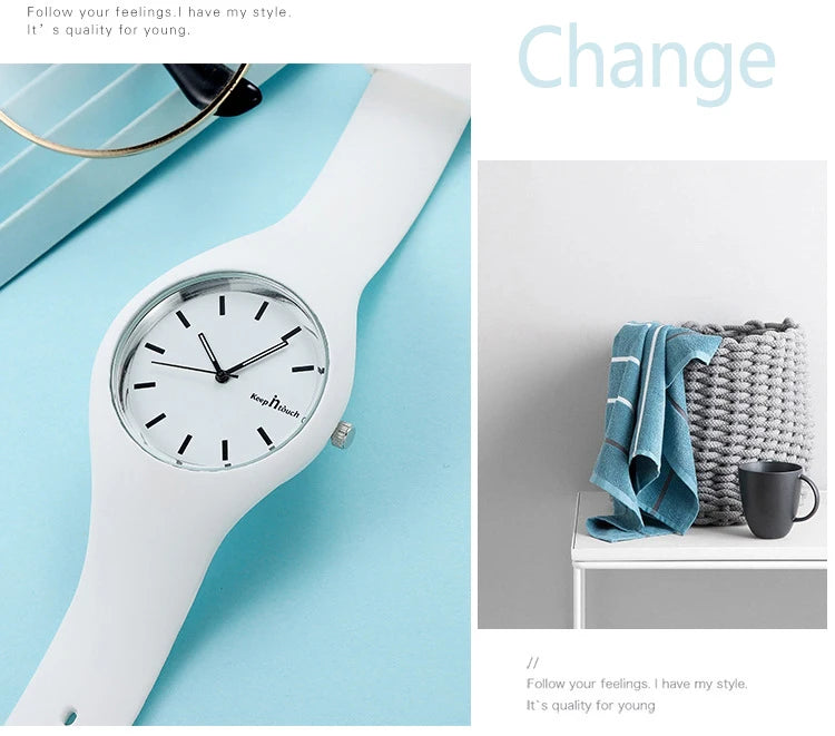 Montre Enfant Quartz UTHAI CQ07 — Bracelet Silicone, Cadran Rond 36mm, 6 Coloris, Garçon & Fille