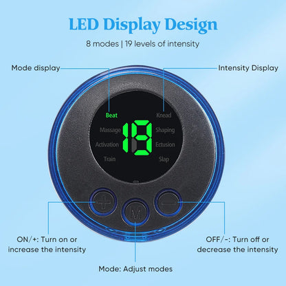 EMS Electric Neck Massager, Muscle Massage Stimulator, Low-Frequency Instrument, Patches for Back, Neck, and Calves, Mini Device for Joint Pain