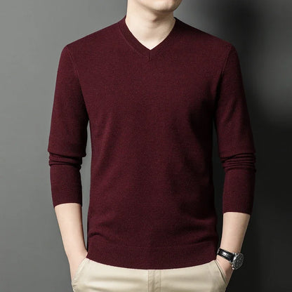 Pull Homme Col en V — Tricoté Surdimensionné | Couleur Unie | Chaud & Confortable | 7 Coloris | M–4XL