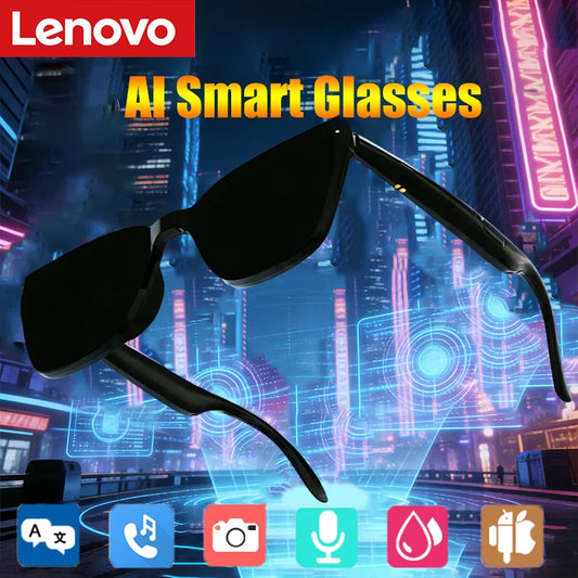 Lenovo Smart Glasses with Touch Remote Control, Camera, Voice Translator, Voice Assistant, Wireless Bluetooth for Adults