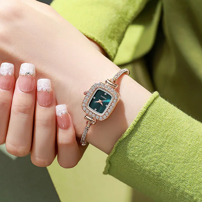 Montre Femme Quartz Cristal MOONBIFFY — Bracelet Cuir, Cadran Orné de Cristaux, 5 Coloris