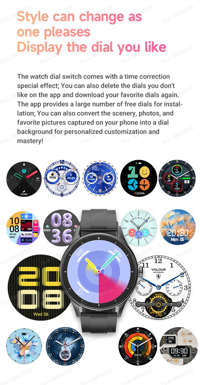 Montre Connectée Ola Esporte — OLED 1,44", BT 5.2, Suivi Santé Complet, Appels Bluetooth, Assistant Vocal, 5 Jours, 7 Styles | TechNova X