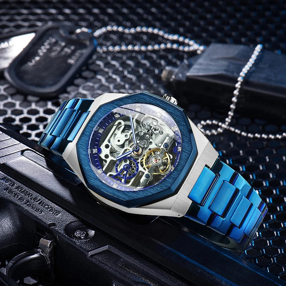 Montre Mécanique Automatique Homme FORSINING FS100 — Squelette Lumineux, Acier Inoxydable, Verre Hardlex, 6 Coloris | TechNova X