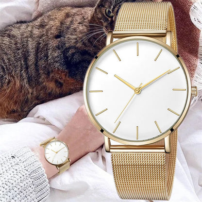 Montre Quartz Fashion TINUORA — Bracelet Acier Inox, Cadran 38mm, Style Luxe Casual, 17 Coloris