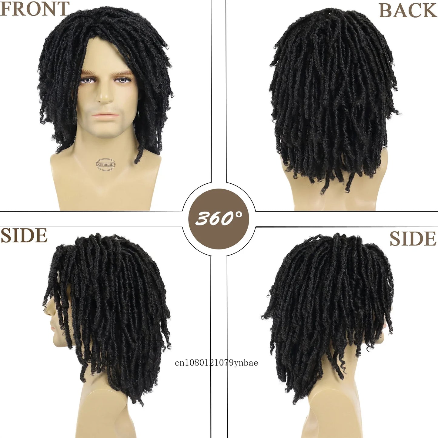 Perruque Dreadlocks Homme Kadier — Fibre Synthétique Haute Température, Courte, Noire, Cosplay Rock Halloween