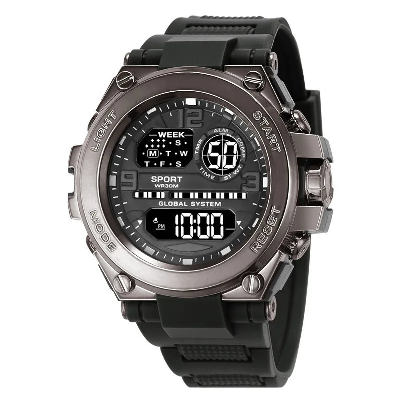 Montre Sport Digitale YIKAZE A69270 — Grand Cadran 56mm, LED, Chronomètre, Alarme, 3 ATM