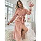Robe Kimono Flanelle Polaire à Capuche Femme — Chemise de Nuit Chaude & Douce