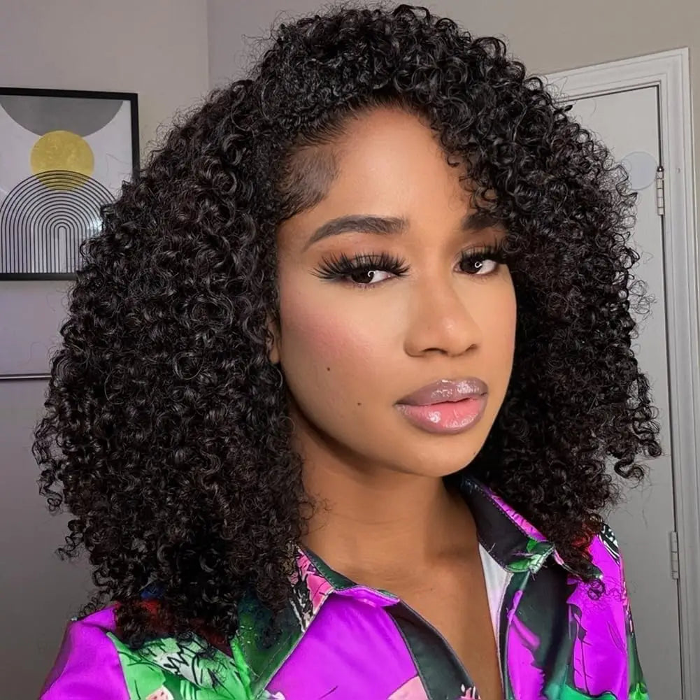 Perruque Mi-Tête Jerry Curl UVEOUS — Cheveux Humains Brésiliens Remy, Sans Colle, 3 Densités, 16-28 Pouces