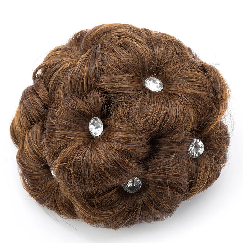 Chignon Bouclé Synthétique Clip-In AOSI Queen — Fibre Haute Température, Postiche Beignet Neuf Fleurs, 7 Couleurs | TechNova X
