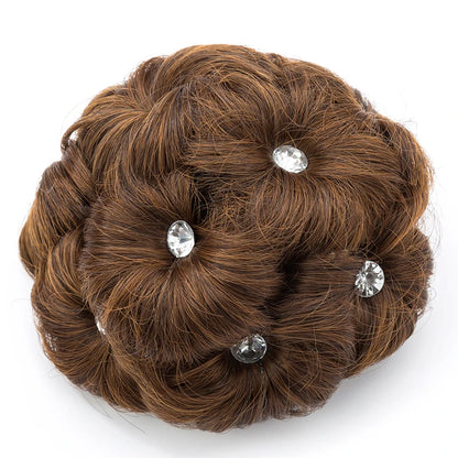 Chignon Bouclé Synthétique Clip-In AOSI Queen — Fibre Haute Température, Postiche Beignet Neuf Fleurs, 7 Couleurs | TechNova X