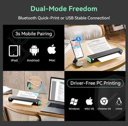Phomemo M08F imprimante thermique A4 sans fil Bluetooth, étiqueteuse Portable pour l'expédition au bureau à domicile, Compatible iOS Android PC
