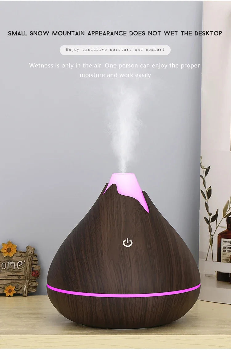 Humidificateur Diffuseur Arômes Design Bois — Ultrasonique, LED 7 Couleurs & USB 5V (200ml/350ml)