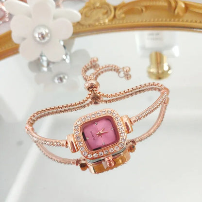 Montre Femme Quartz Cristal MOONBIFFY — Bracelet Cuir, Cadran Orné de Cristaux, 5 Coloris