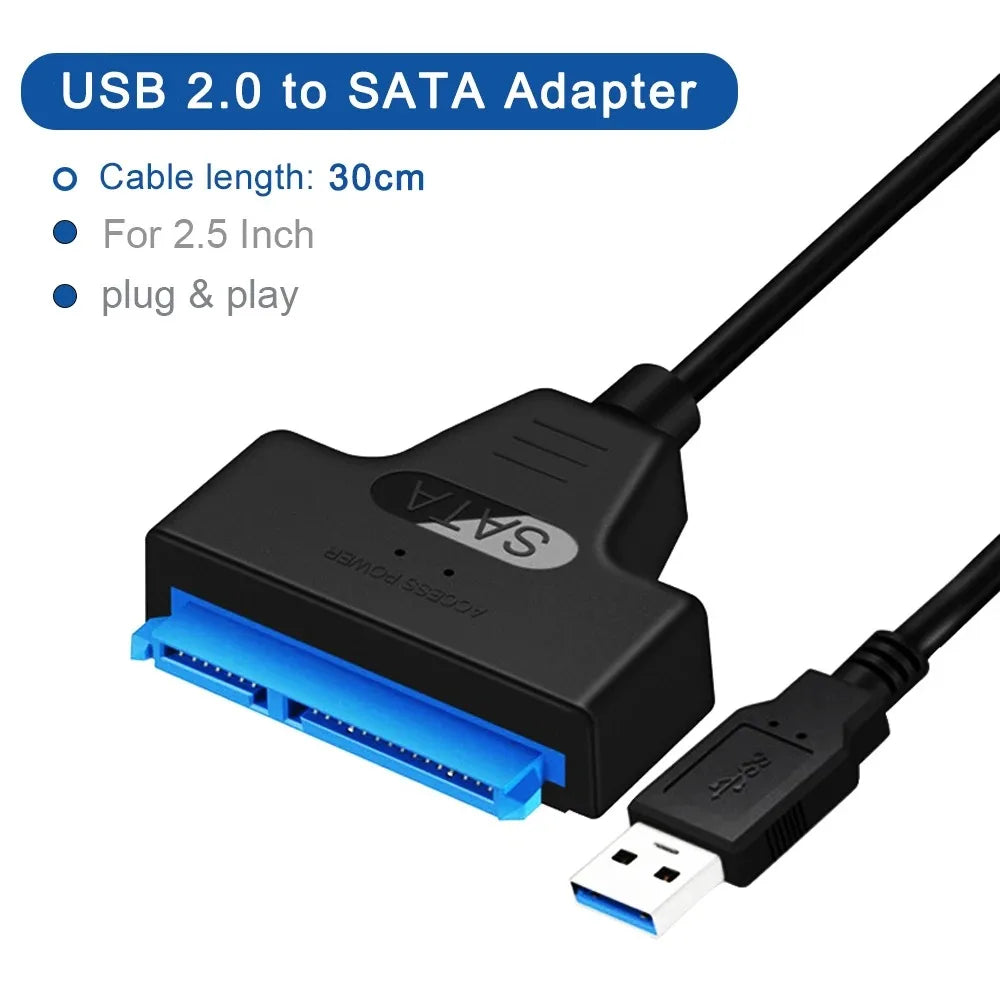 Adaptateur USB vers SATA, câble convertisseur USB 3.0 2.0 vers SATA pour disque dur SSD HDD 2.5 pouces, accessoires d'adaptateur externe