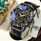 Montre Quartz Luxe Homme POEDAGAR 973 — Chronographe Lumineux, Verre Saphir, Bracelet Cuir, 3 ATM, 7 Coloris | TechNova X