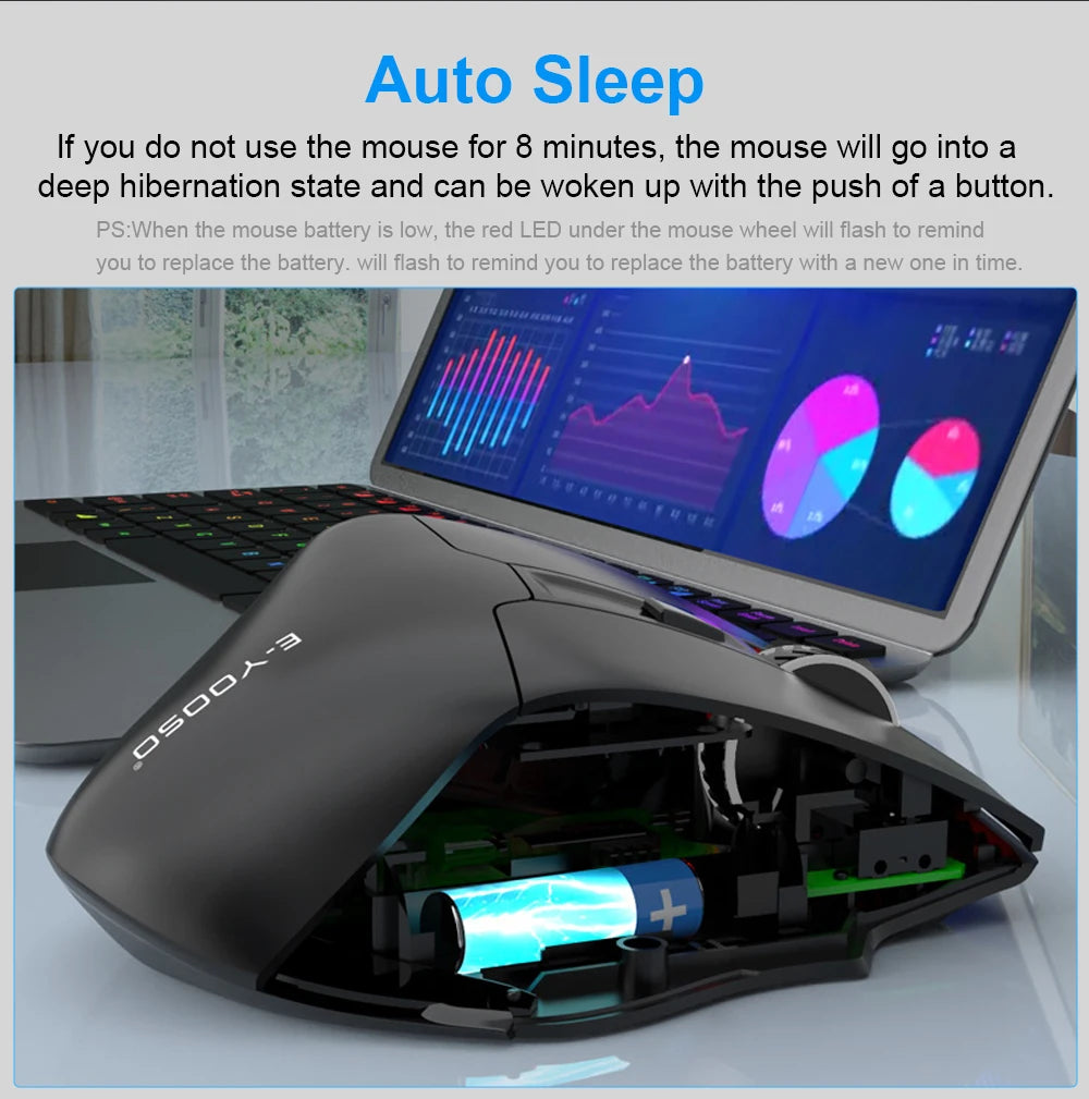 E-YOOSO X-31 USB 2.4G souris de jeu sans fil grande pour grandes mains PAW3212 4800 DPI 5 boutons pour souris gamer ordinateur portable PC