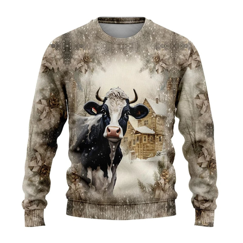 Sweat-shirt Unisexe Imprimé 3D — Style Harajuku & Y2K | Animaux de Ferme | Col Rond | Adulte & Enfant | 11 Coloris