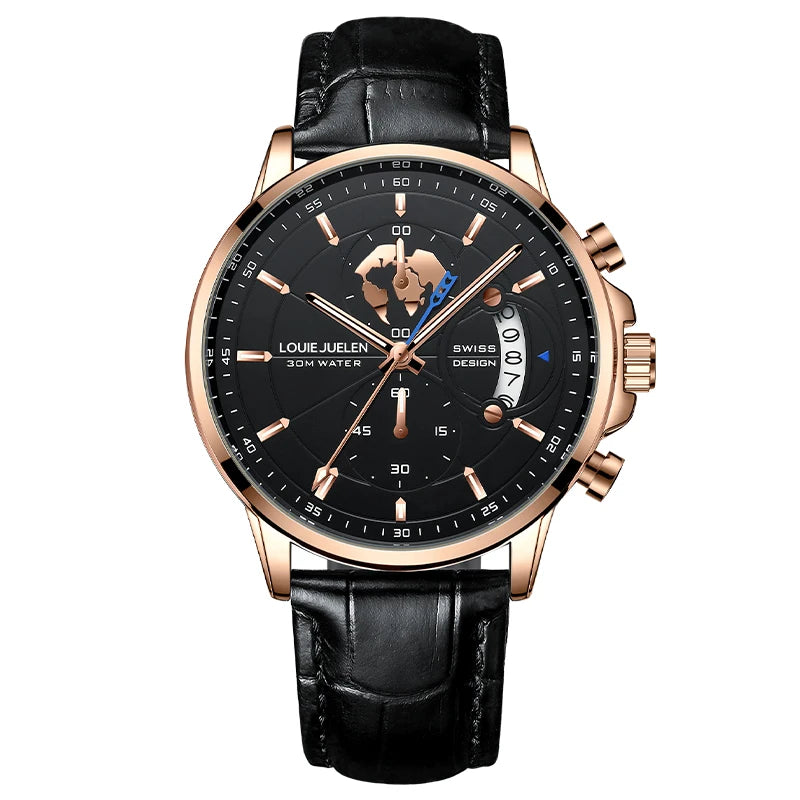 Montre Homme CHENXI B-576 — Chronographe Quartz, Bracelet Cuir, Aiguilles Lumineuses